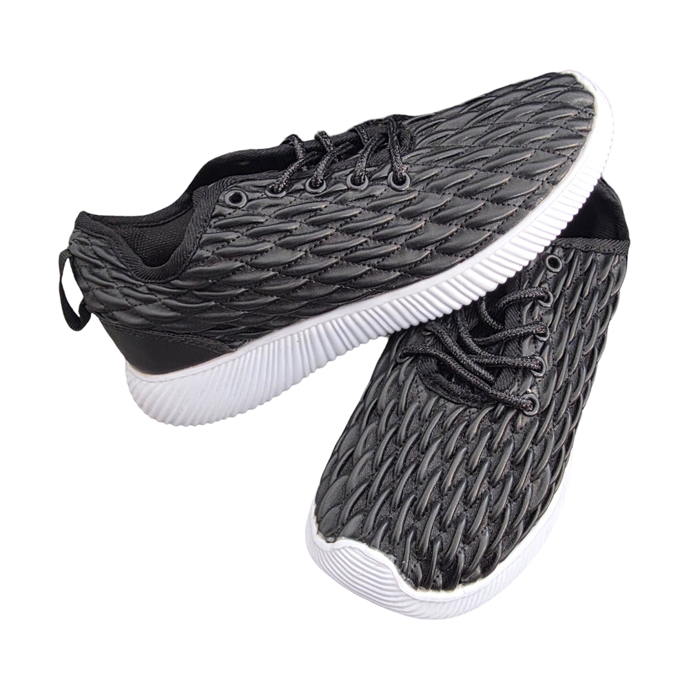 Women's Black Athletic Lace-Up Sneakers - Lightweight Comfort